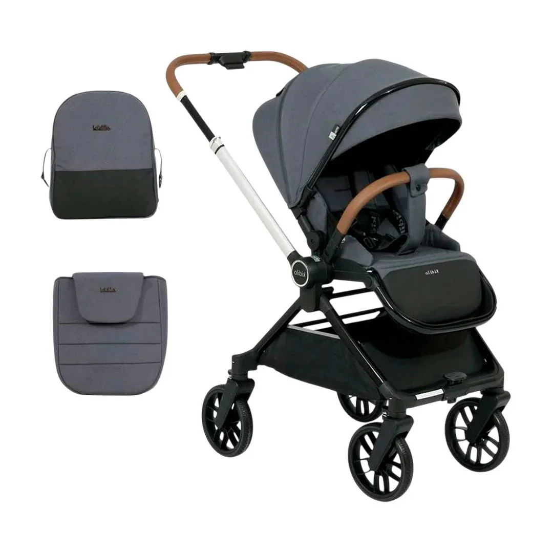 Coche paseador reversible para bebé, con respaldo ajustable, toldo en varias secciones adaptable, sistema de plegado compacto e incluye pañalera – Kidilo